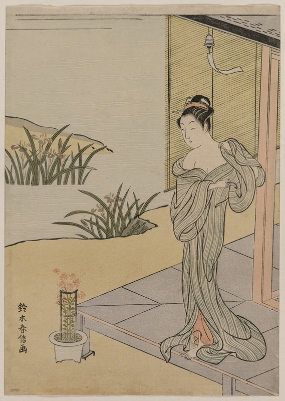 Suzuki Harunobu - Young Woman Looking at a Pot of Pinks
