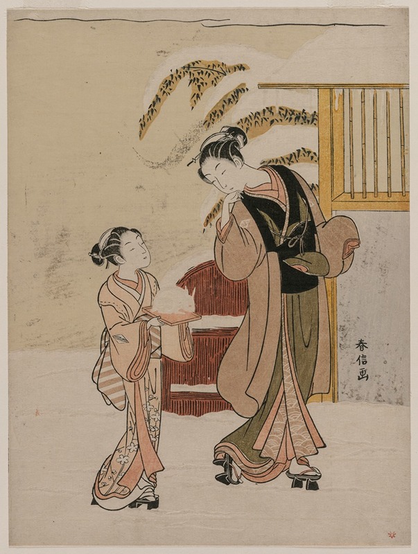 Suzuki Harunobu - Young Woman Admiring a Snow Rabbit