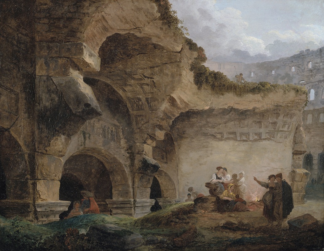 Hubert Robert - Washerwomen in the Ruins of the Colosseum