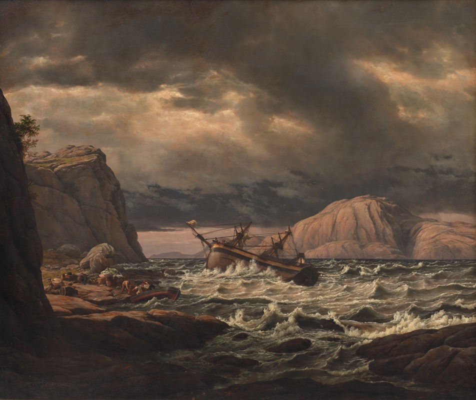 Johan Christian Dahl - A Shipwreck on the Coast of Norway