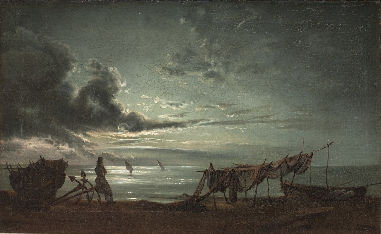 Johan Christian Dahl - The Gulf of Naples. Moonlight