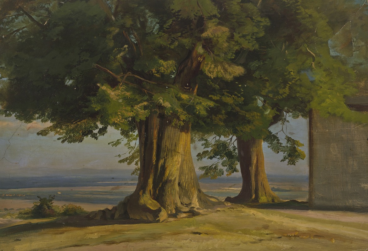 Jakob Becker - Alte Bäume und Ausblick auf weite Ebene