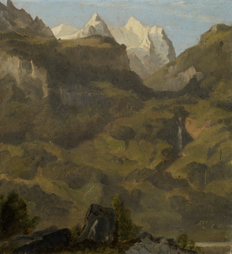 Jakob Christoph Miville - Reichenbach Falls and the Wetterhorn