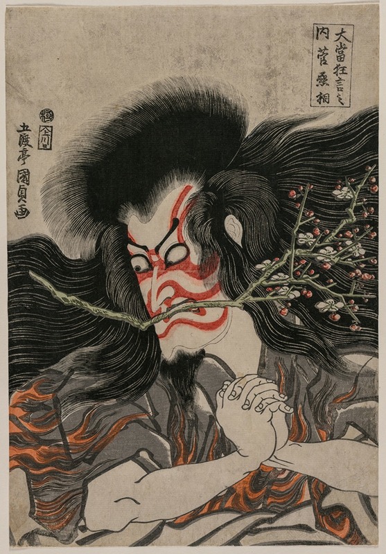 Utagawa Kunisada (Toyokuni III) - Ichikawa Danjuro VII as Kan Shojo in the Mt. Tenpai Scene, from the series Famous Kabuki Plays