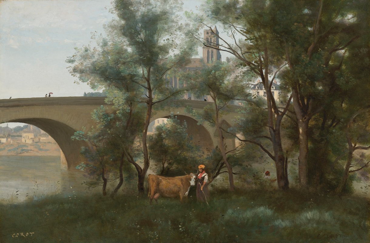 Jean-Baptiste-Camille Corot - Mantes, Les Bords De La Seine Au Pied Du Pont