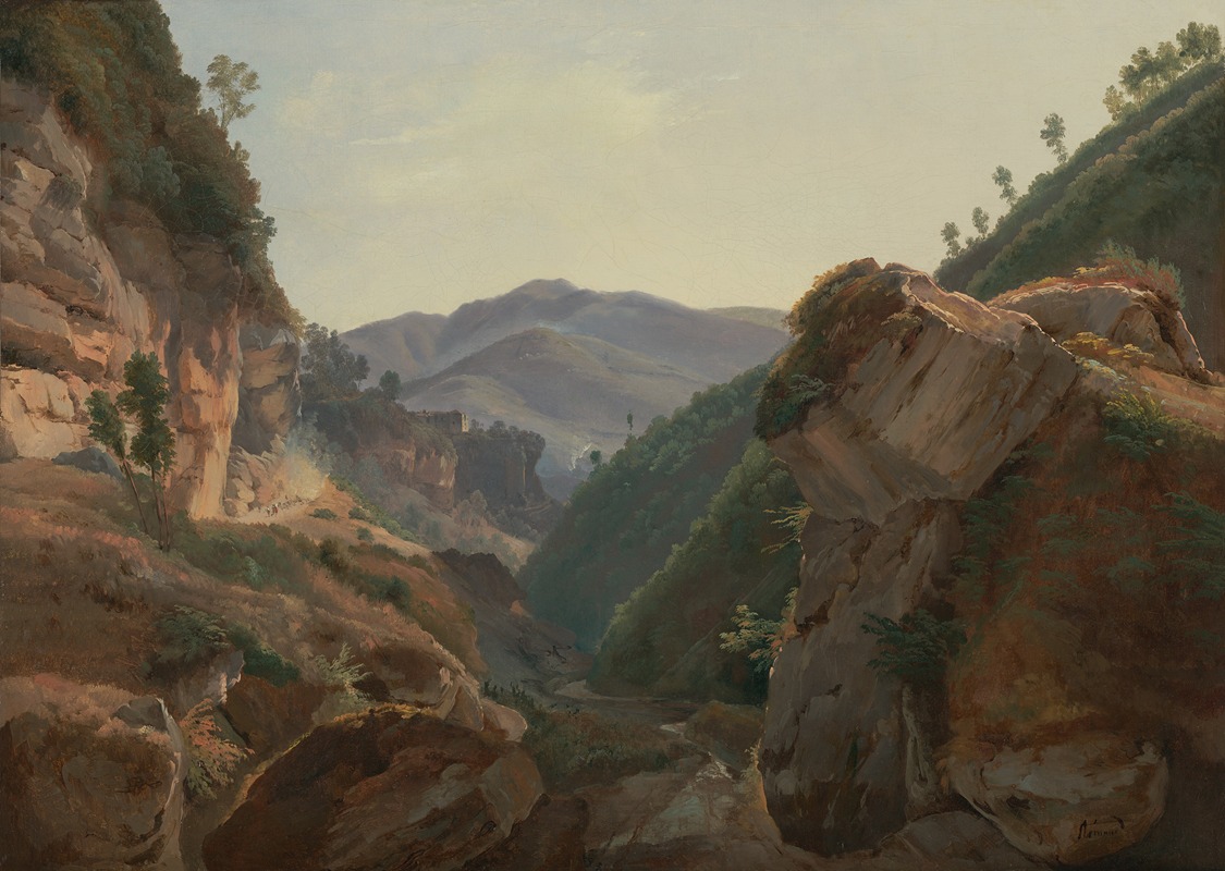 Jean-Charles Joseph Rémond - Mountain Landscape with Road to Naples