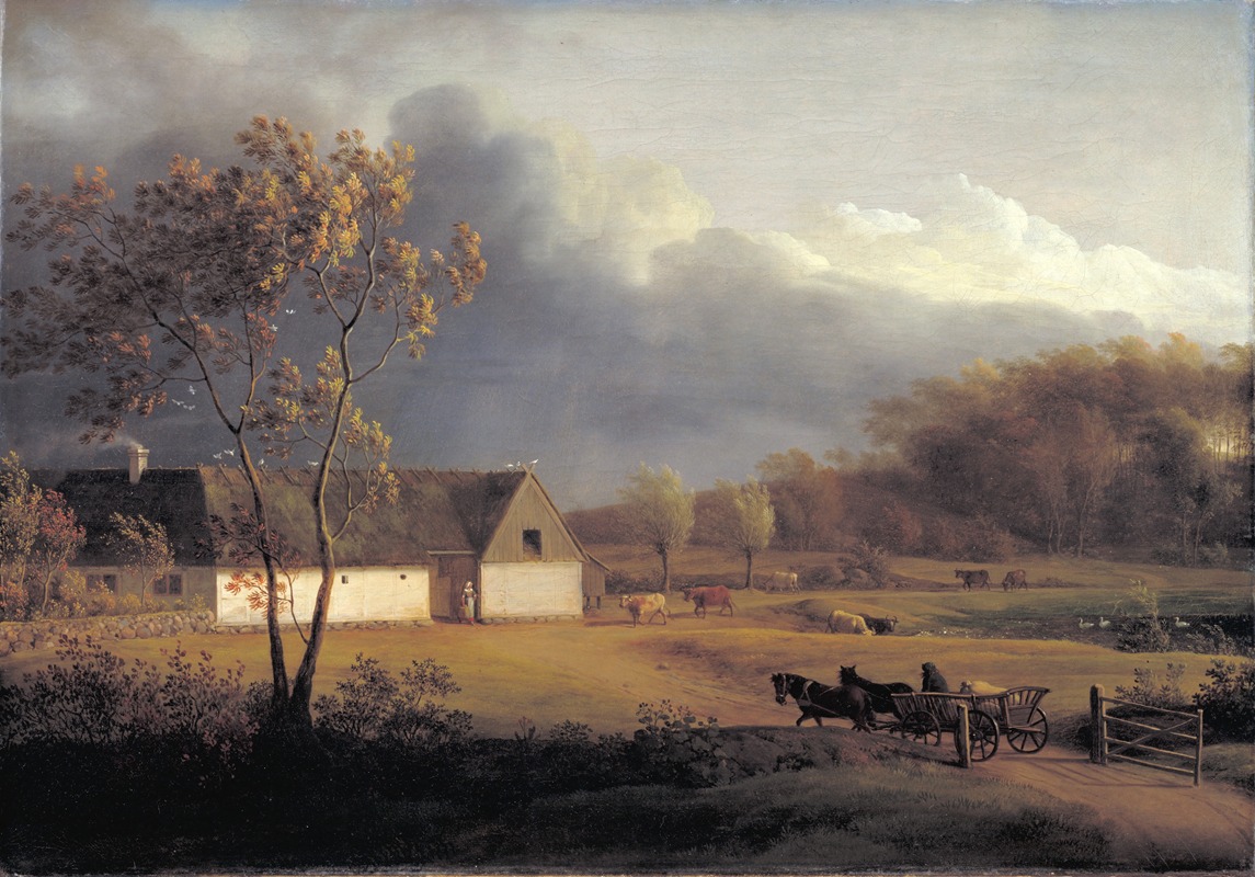 Jens Juel - A Storm Brewing behind a Farmhouse in Zealand