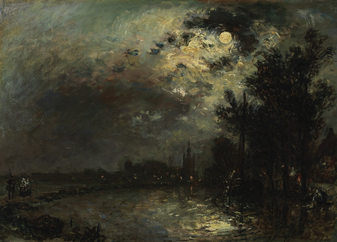 Johan Barthold Jongkind - View on Overschie in Moonlight