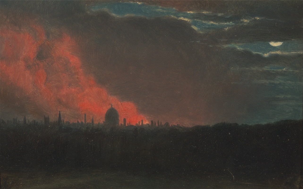 John Constable - Fire in London, Seen from Hampstead