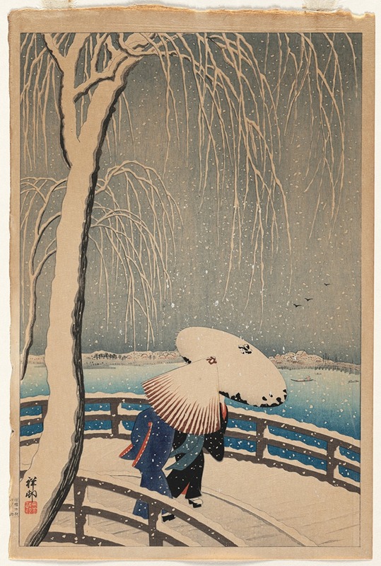 Ohara Koson - Umbrellas in Snow