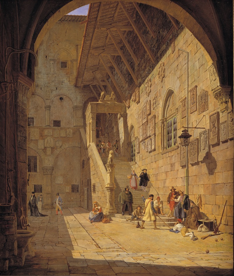 Jørgen Roed - The Courtyard of the Palazzo del Bargello. Florence