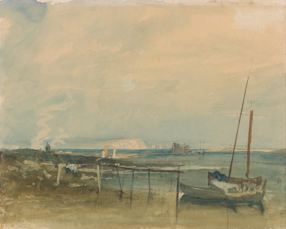 Joseph Mallord William Turner - Coast Scene with White Cliffs and Boats on Shore