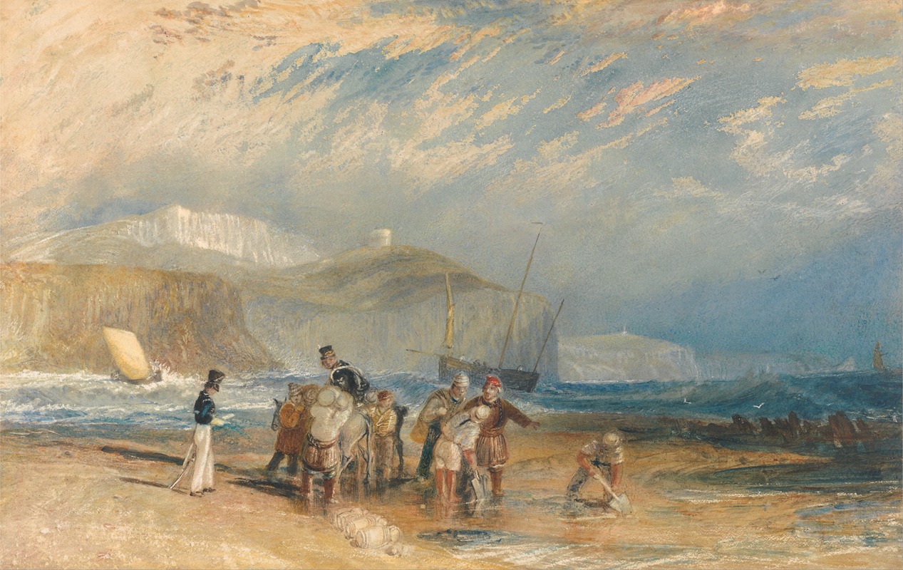 Joseph Mallord William Turner - Folkestone Harbour and Coast to Dover