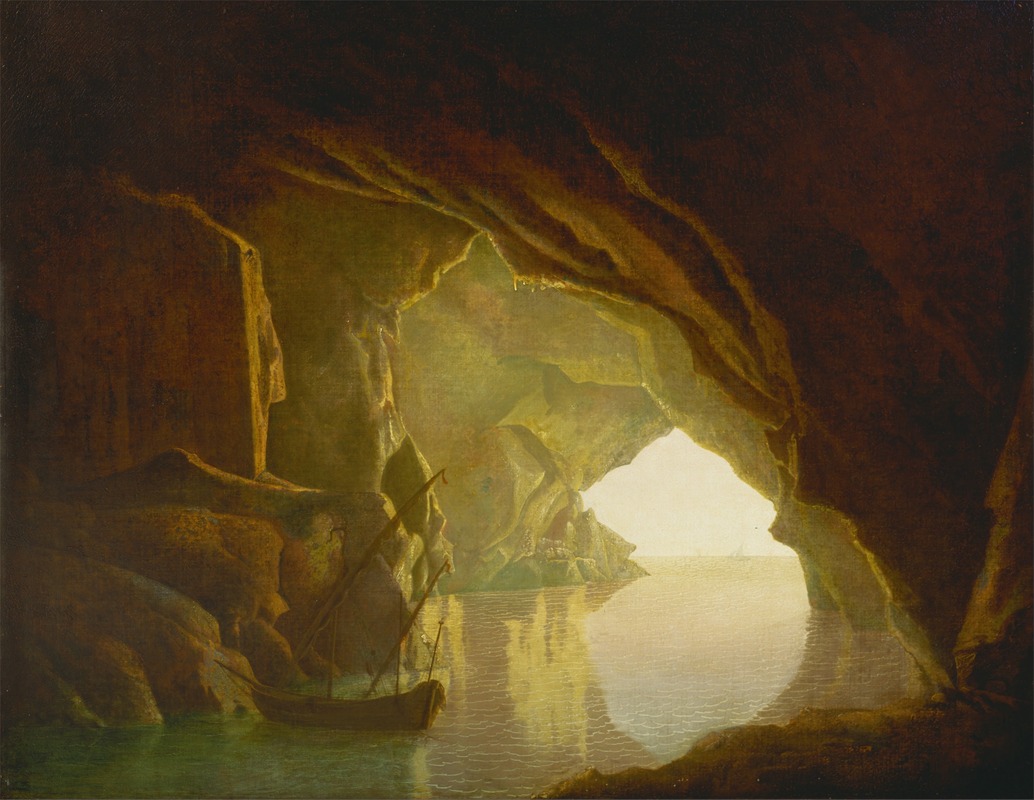 Joseph Wright of Derby - A Grotto in the Gulf of Salerno, Sunset