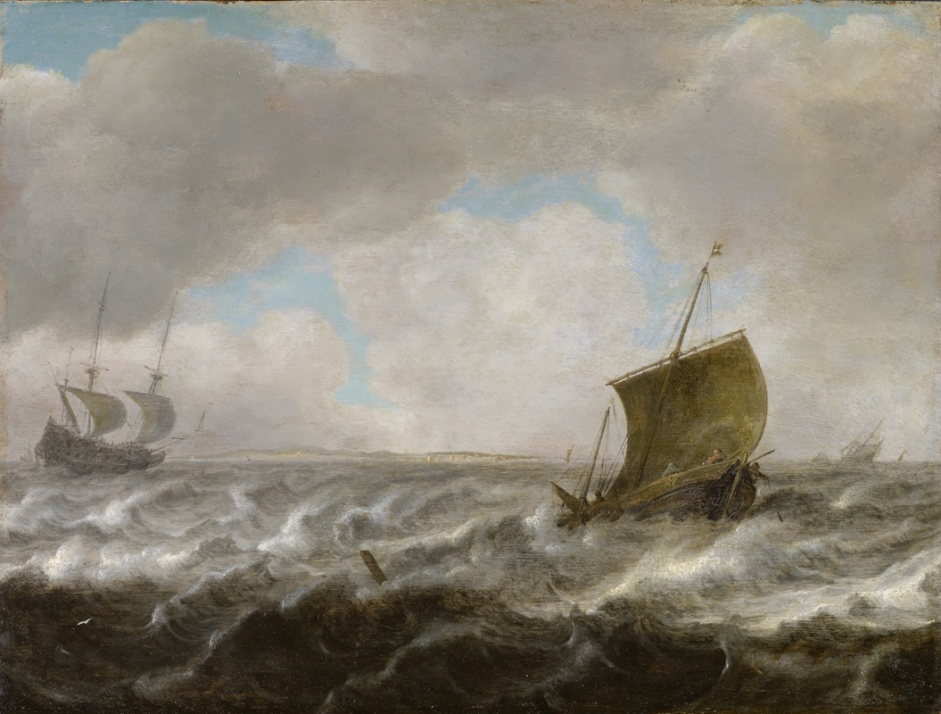 Julius Porcellis - Rough Sea with Ships