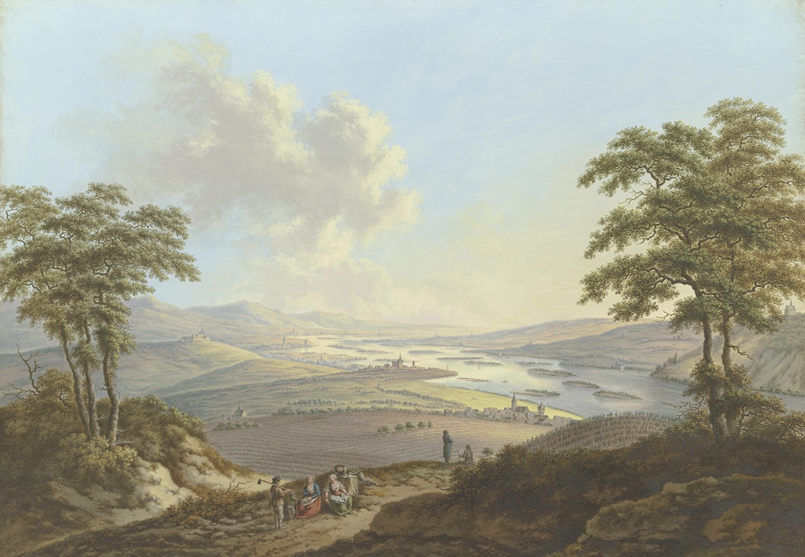 Karl Franz Kraul - Blick auf Rheingau und Rheinebene, links der Johannisberg