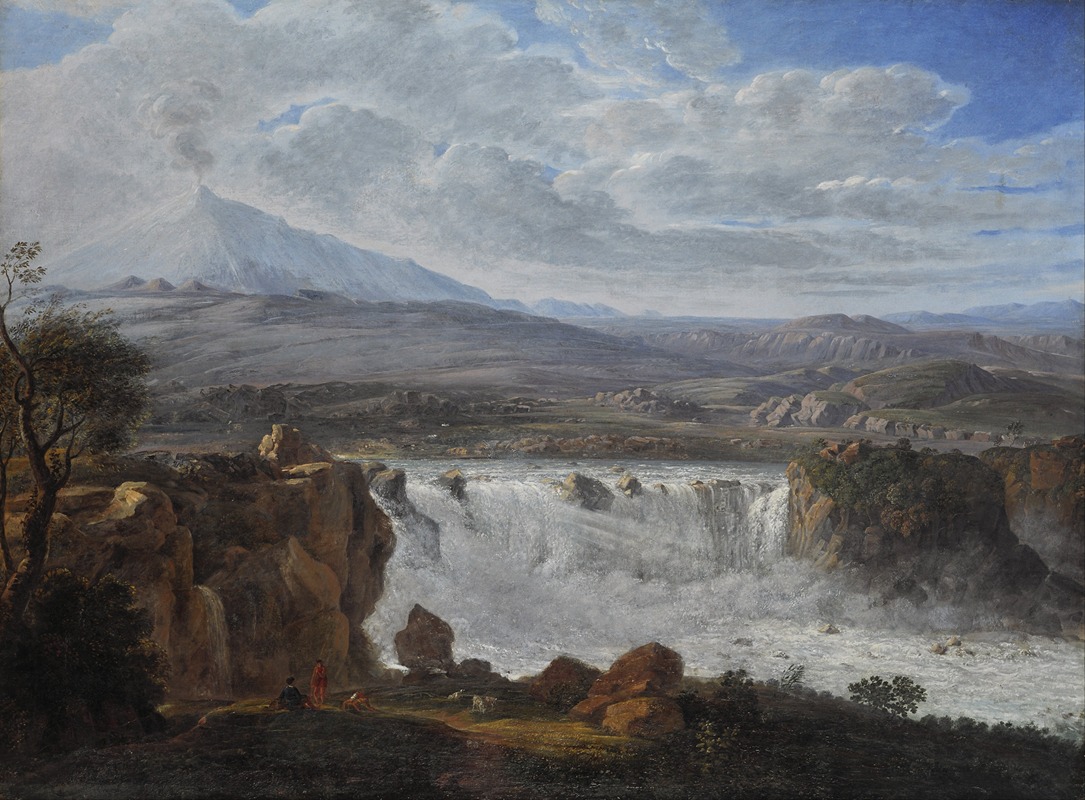 Karl Gothard Grass - The Caracci Waterfall Near Aderno at the Foot of Mt. Etna