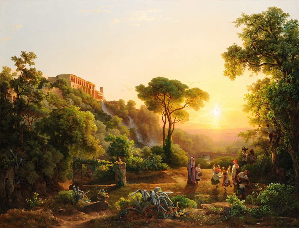 Károly Markó - Landscape at Tivoli, with a Scene from the Grape Harvest