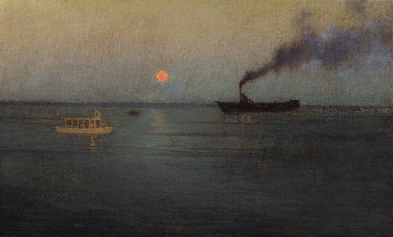 Birge Harrison - Rosy Moon Off Charleston Harbor
