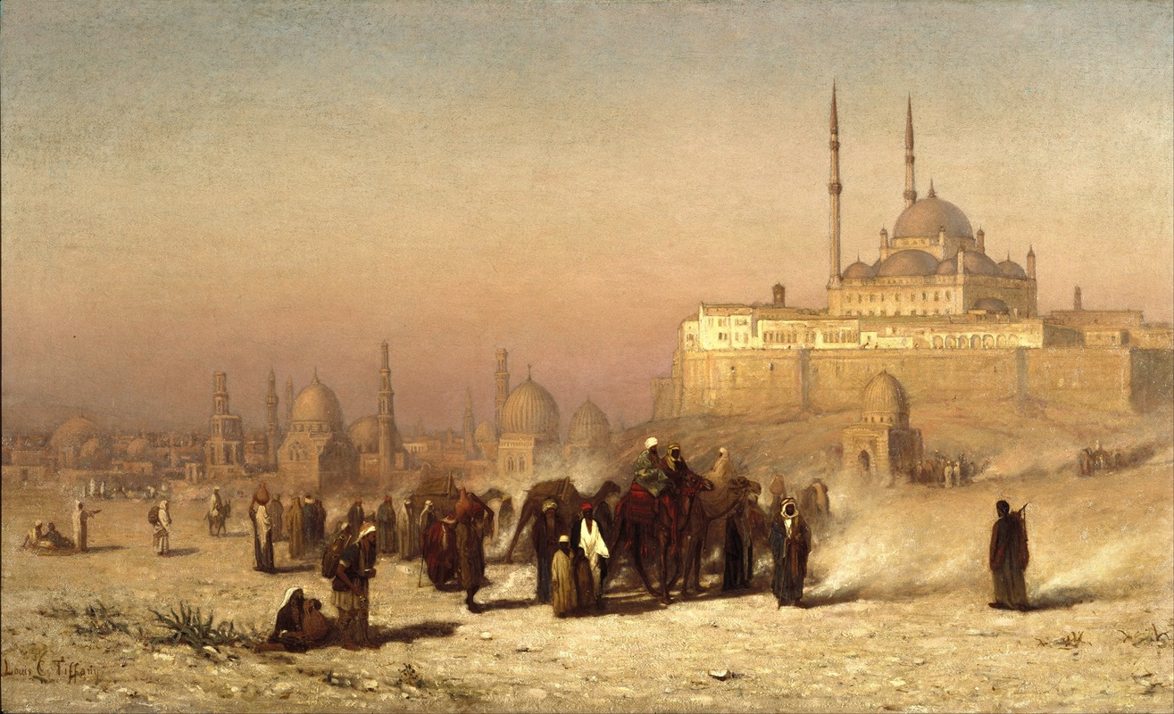 Louis Comfort Tiffany - On the Way between Old and New Cairo, Citadel Mosque of Mohammed Ali, and Tombs of the Mamelukes
