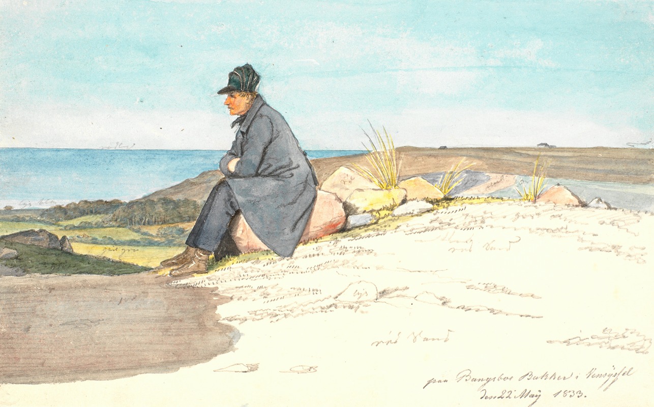 Martinus Rørbye - Siddende mand i Bangsbo bakker, Vendsyssel, 22. maj 1833
