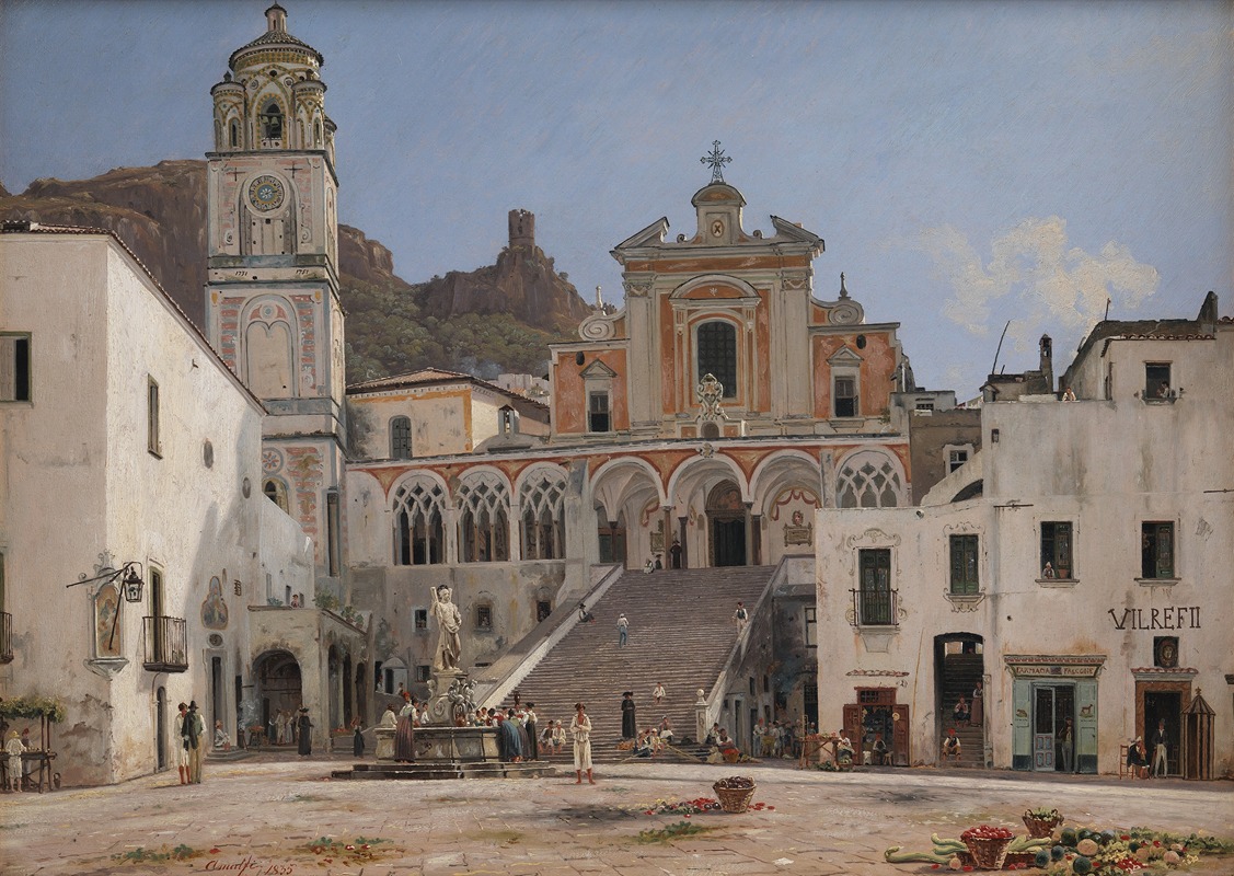 Martinus Rørbye - View of the Square in Amalfi