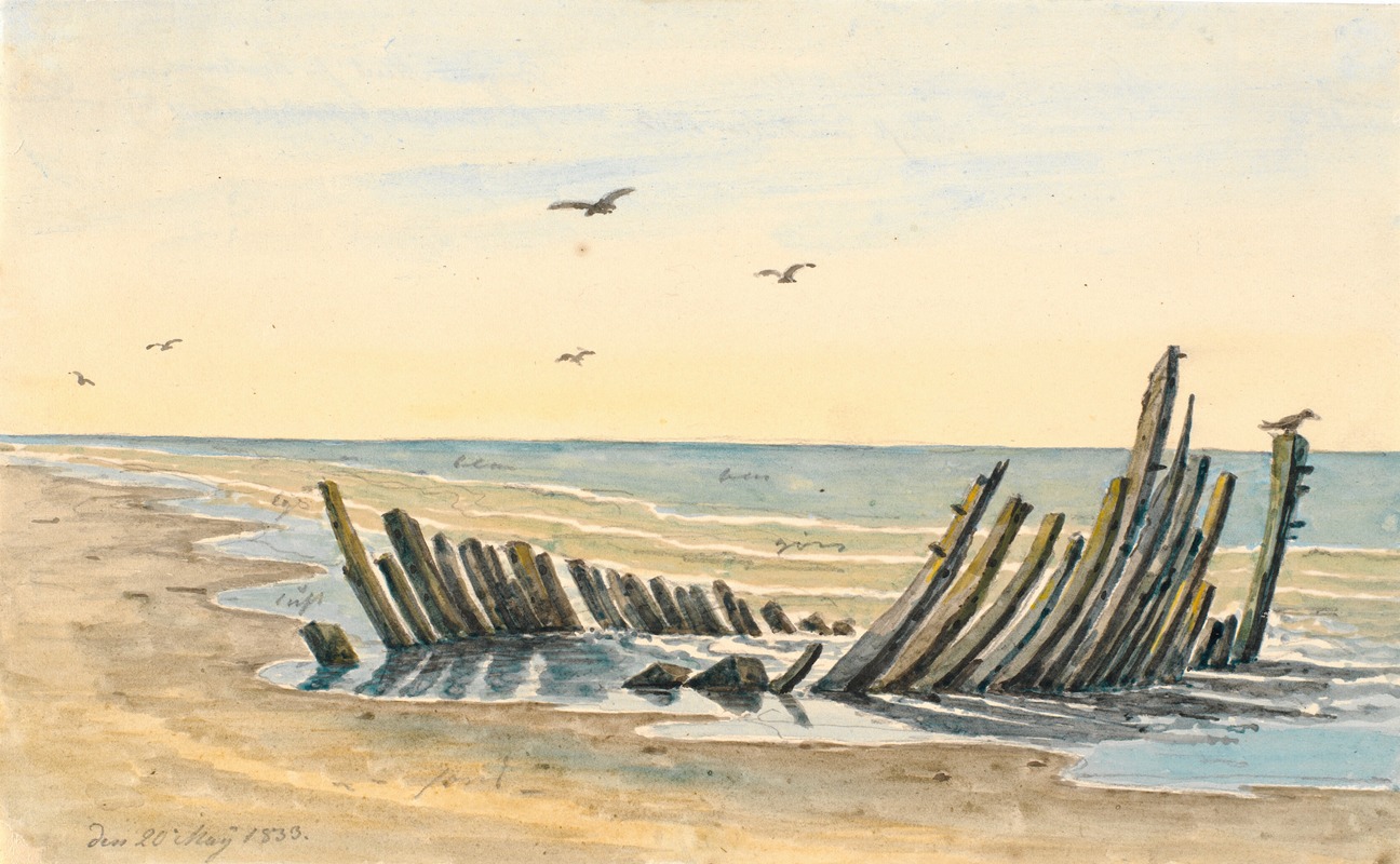 Martinus Rørbye - Wreck on the beach Nordstranden, sank on the 9th of May 1832