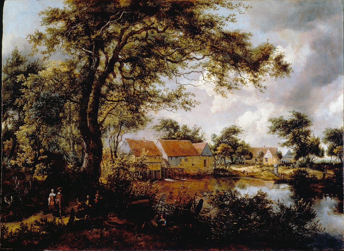 Meindert Hobbema - Wooded landscape with a Water-mill