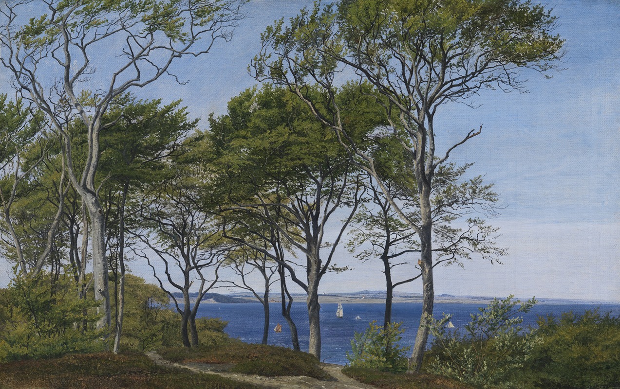 P. C. Skovgaard - View Through Beech Trees Across a Fiord