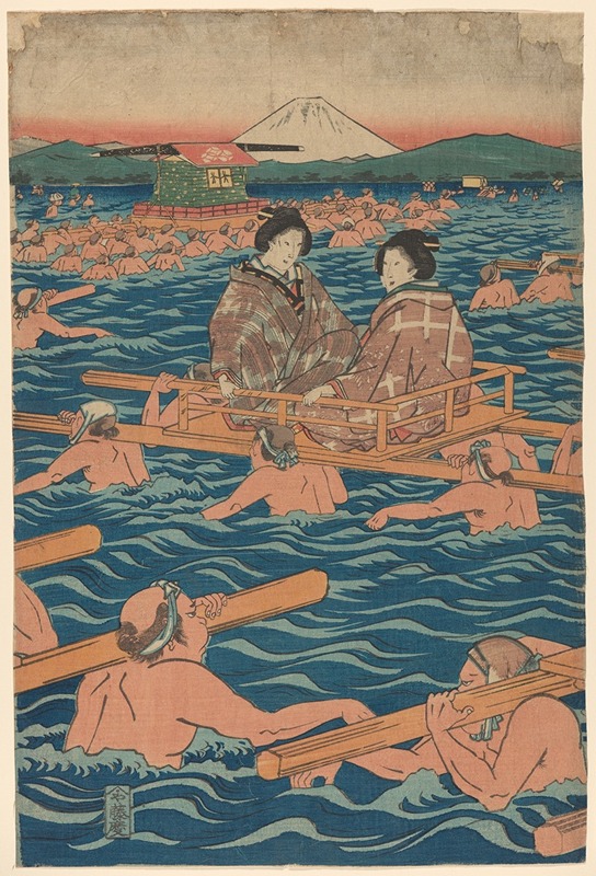 Andō Hiroshige - Fording a Broad River