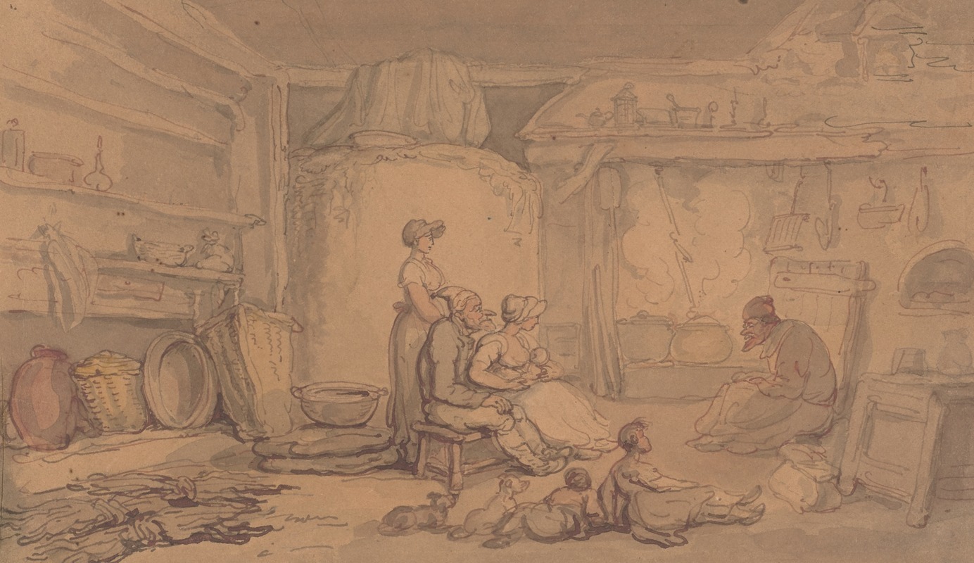 Thomas Rowlandson - Interior of a cottage