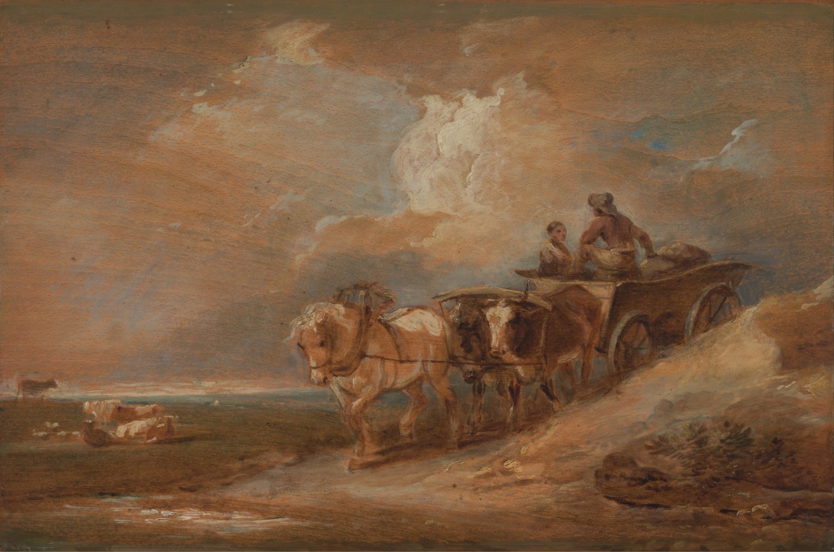 Philip James de Loutherbourg - Landscape with Horse and Oxen Cart