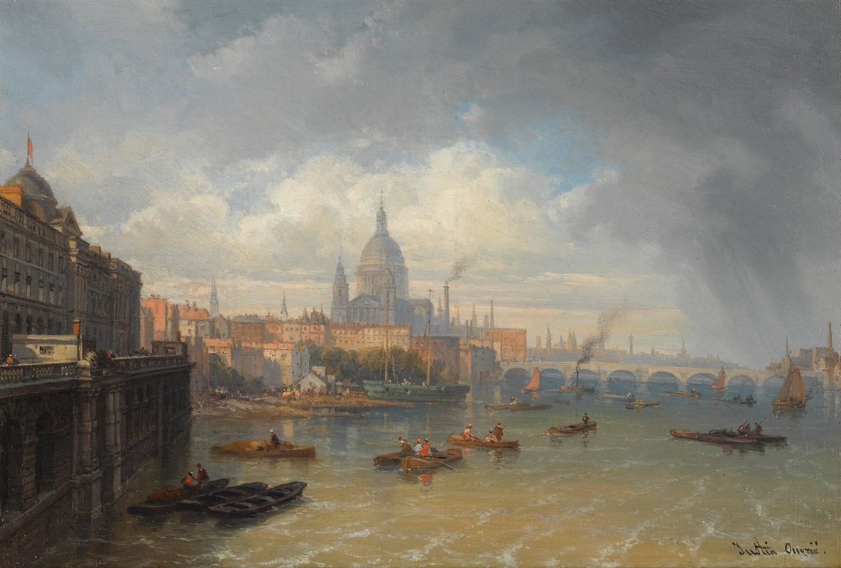 Pierre-Justin Ouvrié - The Thames With Somerset House And St Paul’s Cathedral
