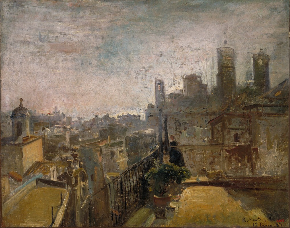 Ramon Martí i Alsina - View of Barcelona from a Rooftop in Riera de Sant Joan