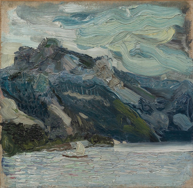 Richard Gerstl - Lake Traun with Mountain Sleeping Greek Woman