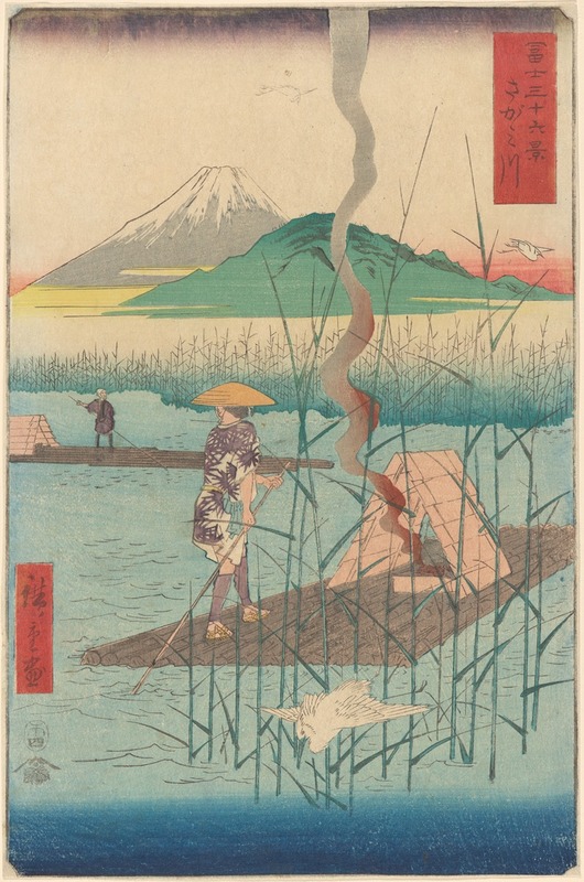 Andō Hiroshige - Shoshiyu, Raft among Reeds