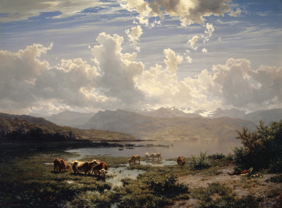 Robert Zünd - Landscape at Lake of Lucerne