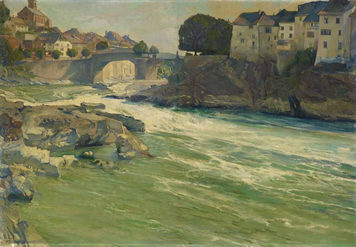Rudolf Löw - The Rhine at Laufenburg