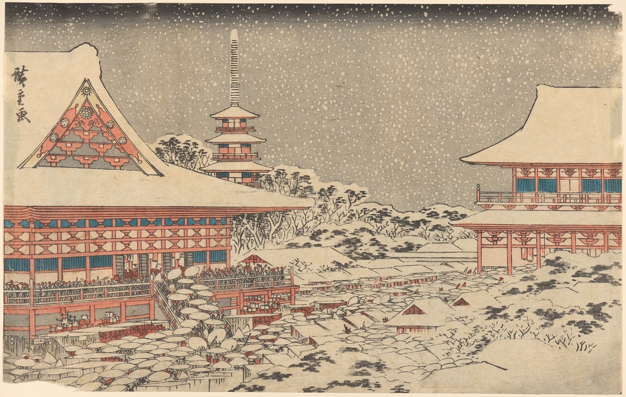 Andō Hiroshige - Two Red Pavilions in Snow