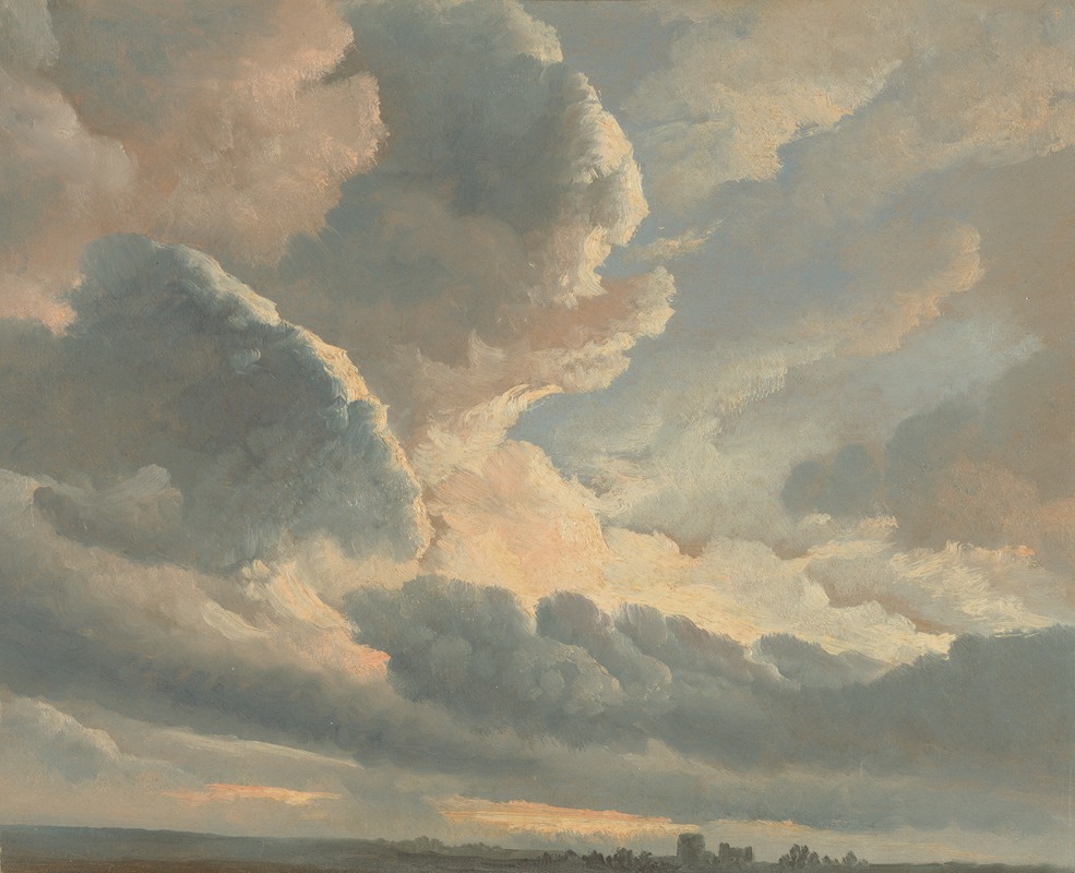 Simon Denis - Study of Clouds with a Sunset near Rome