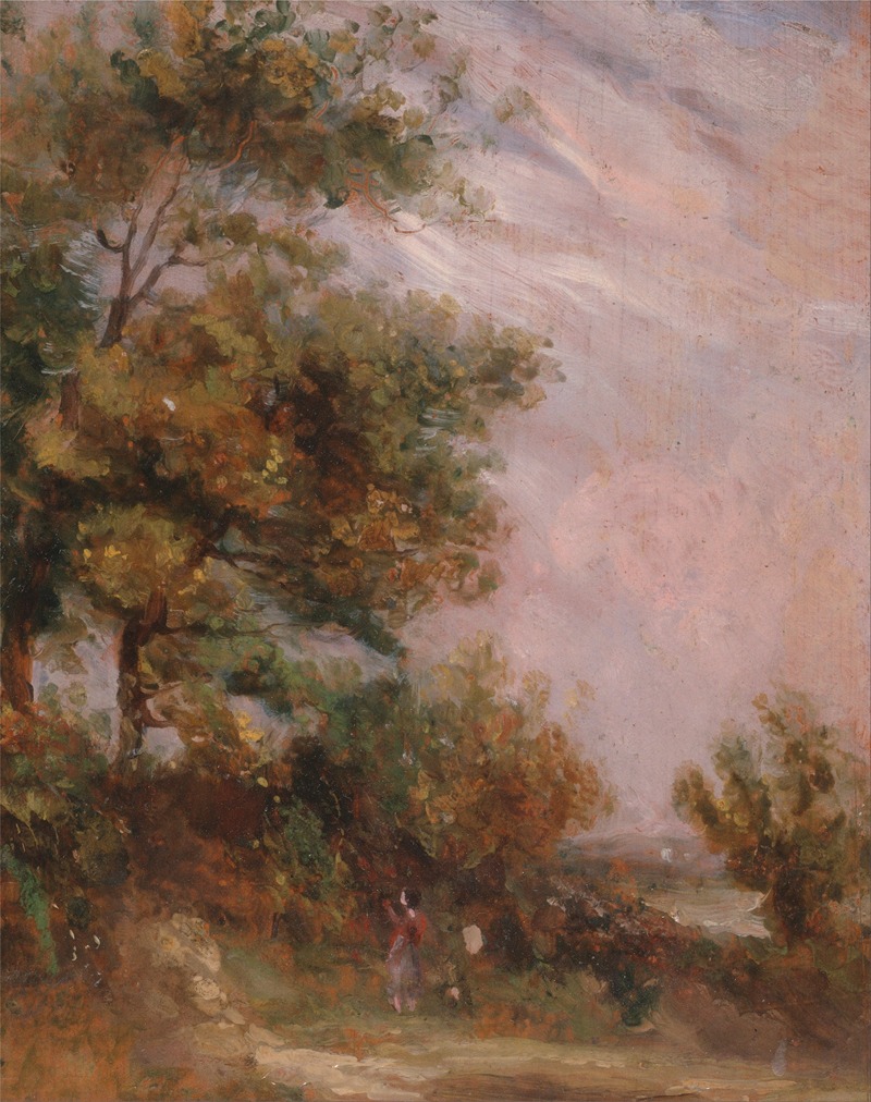 Thomas Churchyard - Landscape with Trees and a Figure