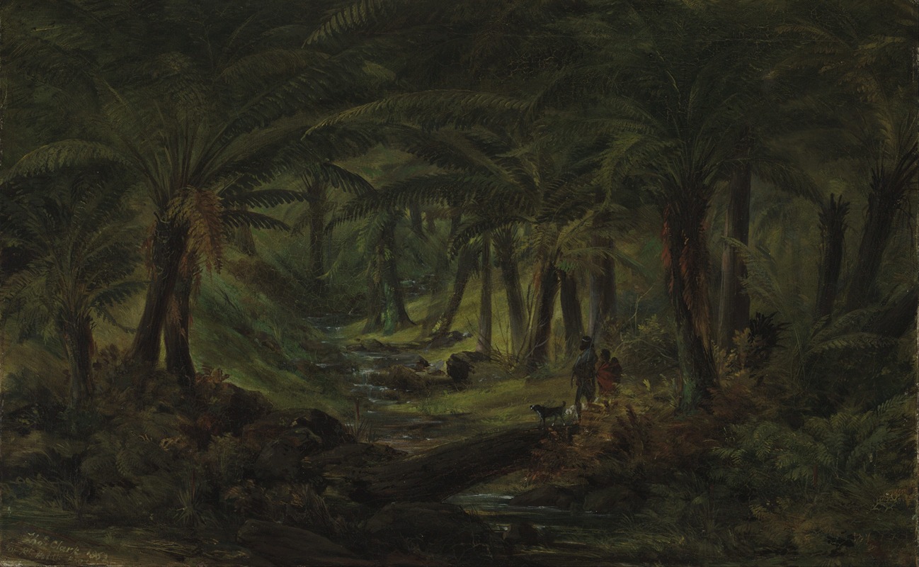 Thomas Clark - Fern gully with Aboriginal family