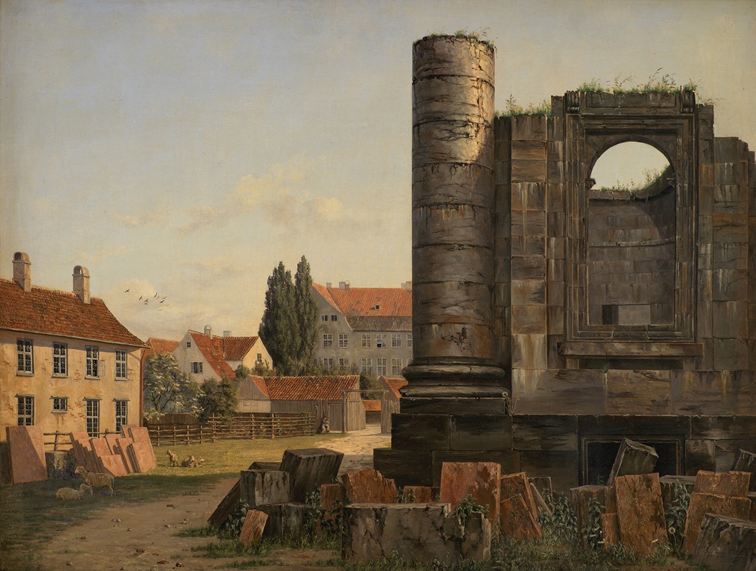 Thorald Læssøe - View of Marmorpladsen withe Ruins of the Uncompleted Frederik’s Church in Copenhagen