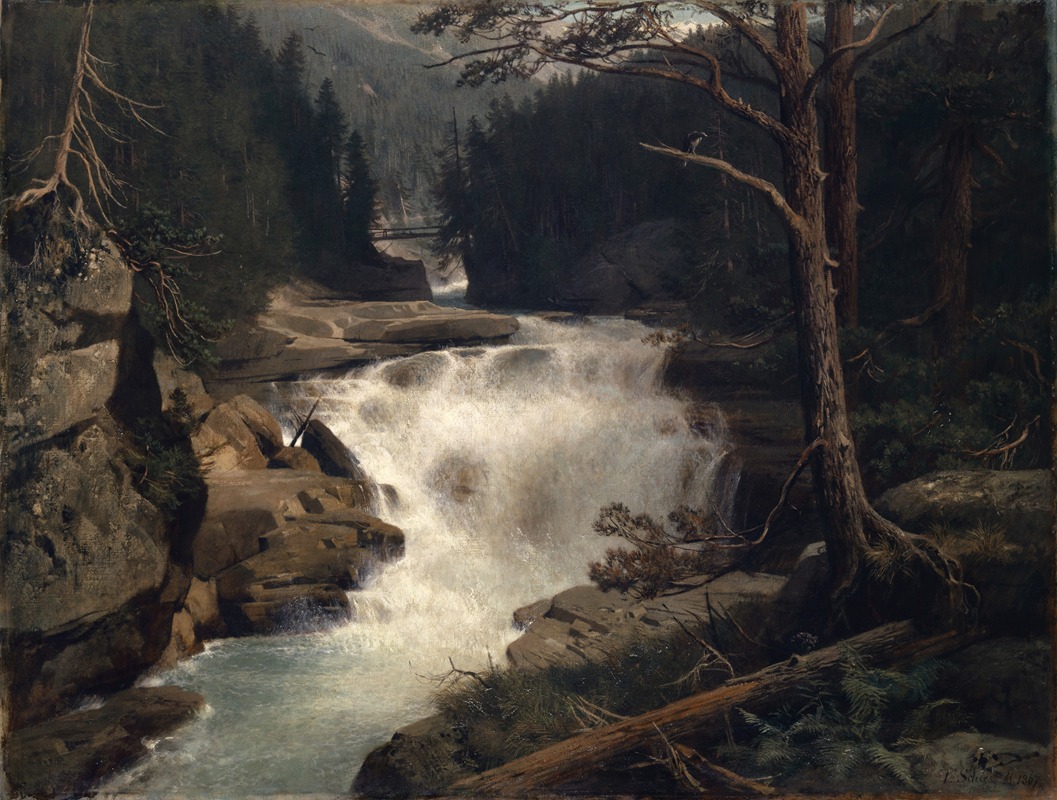 Ernst Schiess - Waterfall in the Avers Valley