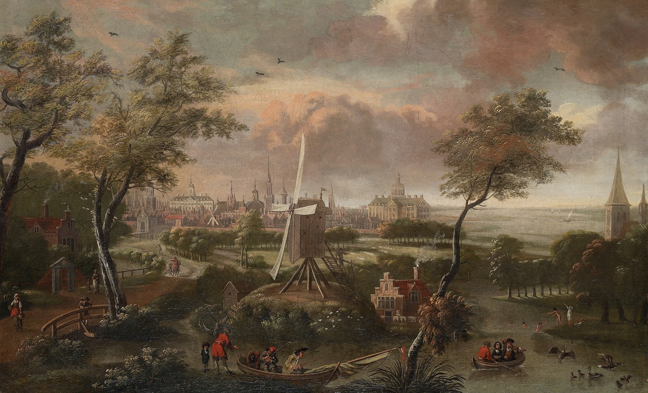 Anonymous - Fantasy view of Amsterdam from Weesp