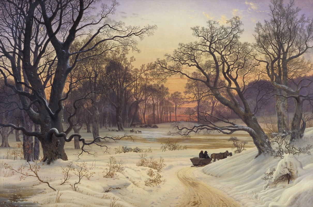 Vilhelm Kyhn - Winter Night in a Forest