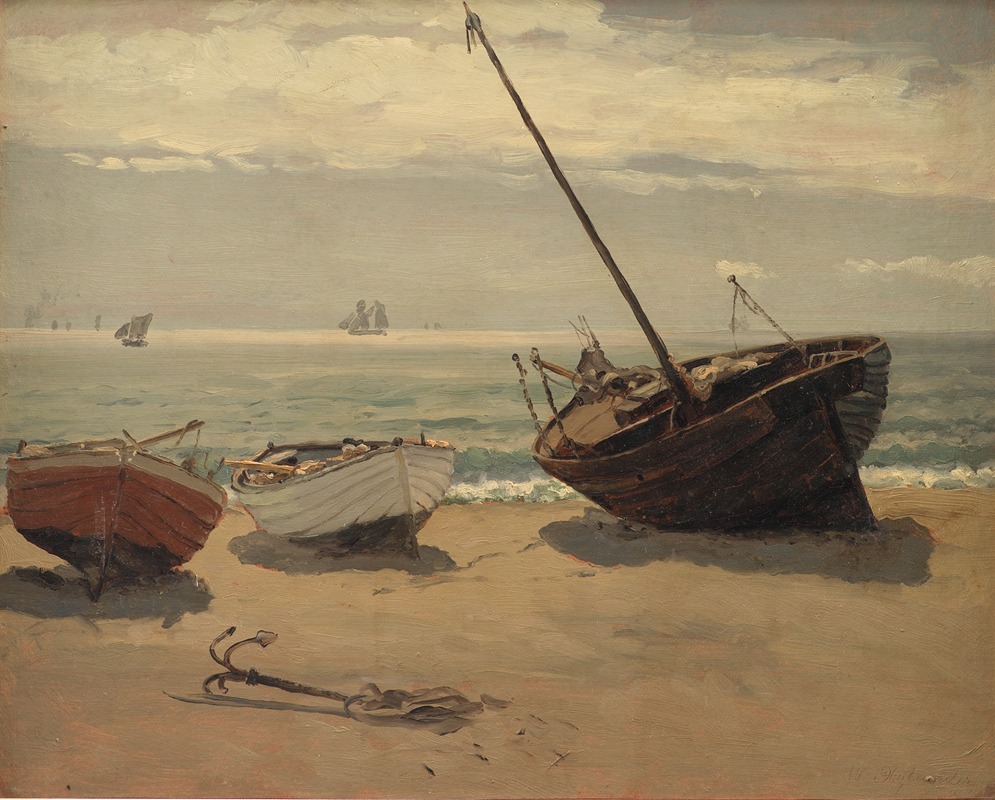 Wilhelm Xylander - Både på stranden. Skagen