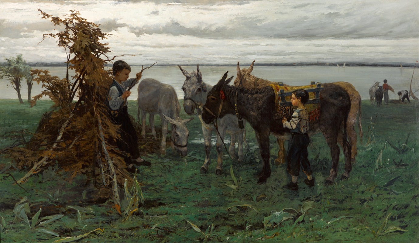 Willem Maris - Boys herding donkeys