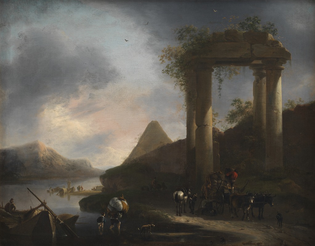 Willem Schellinks - Italian Landscape with Classical Ruins