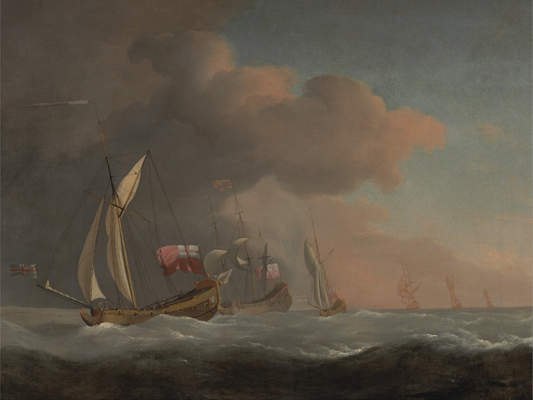 Willem van de Velde the Younger - English Royal Yachts at Sea in a Strong Breeze, in Company with a Ship Flying the Royal Standard